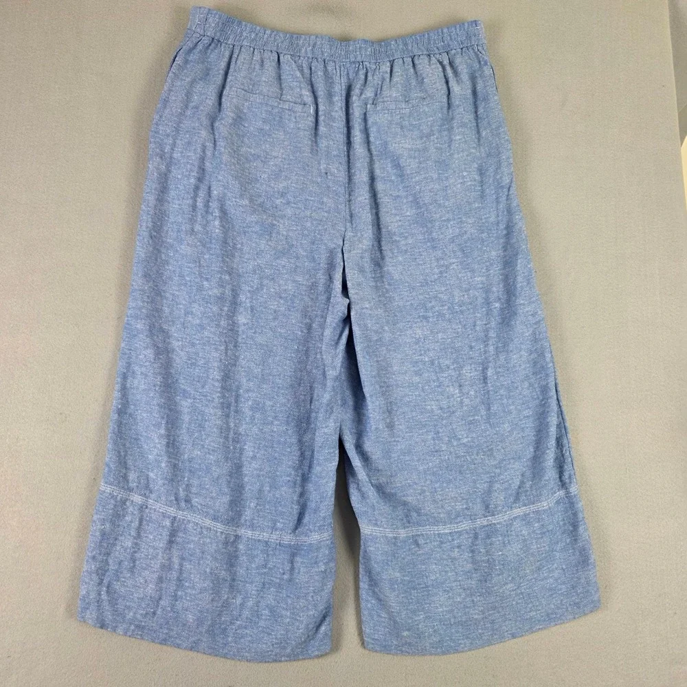 Banana Republic Antique Blue Linen Blend High Rise Wide Leg Cropped Pants XL